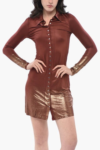 Mini Hemdblusenkleid D-POL figurbetont mit Glitzer und Druckknöpfen