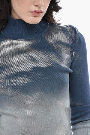 Turtleneck Sweater Ribbed M-ILEEN Metallic Effect