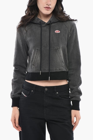Kapuzen-Sweatshirt D-ANGY-HOOD-NE Cropped aus Gebürsteter Baumwolle