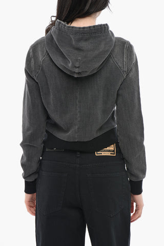 Kapuzen-Sweatshirt D-ANGY-HOOD-NE Cropped aus Gebürsteter Baumwolle
