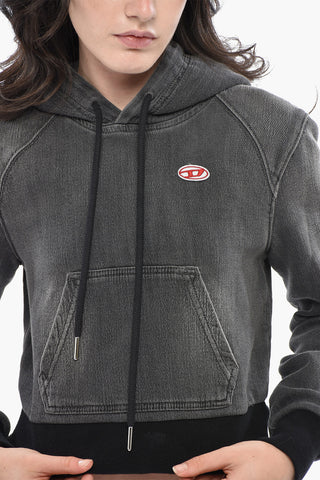 Kapuzen-Sweatshirt D-ANGY-HOOD-NE Cropped aus Gebürsteter Baumwolle