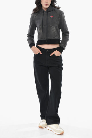 Kapuzen-Sweatshirt D-ANGY-HOOD-NE Cropped aus Gebürsteter Baumwolle