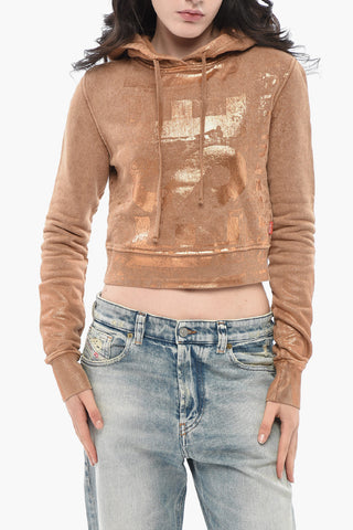 Felpa Con Cappuccio F-SLIMMY-HOOD-P6 Cropped Con Stampa Metallizzata