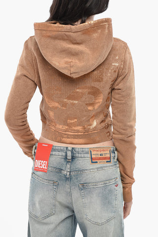 Felpa Con Cappuccio F-SLIMMY-HOOD-P6 Cropped Con Stampa Metallizzata
