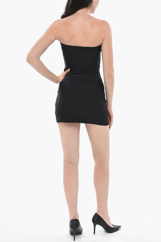 Trägerloses Mini-Kleid D-HOPY aus technischem Gewebe mit Monogramm