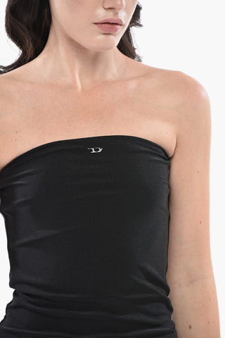 Trägerloses Mini-Kleid D-HOPY aus technischem Gewebe mit Monogramm