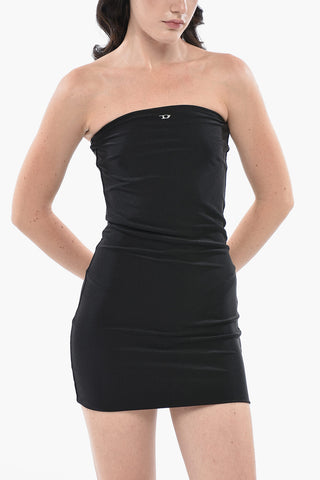 Trägerloses Mini-Kleid D-HOPY aus technischem Gewebe mit Monogramm
