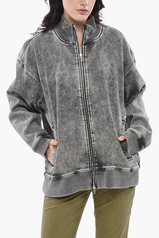 JOGG JEANS Denim Sweatshirt D-CARLY-S Washed Effect with Oval-D Embossed Logo