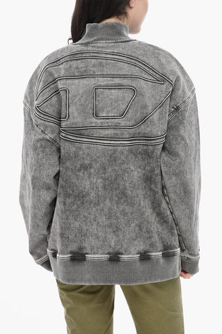 JOGG JEANS Denim Sweatshirt D-CARLY-S Washed Effect with Oval-D Embossed Logo