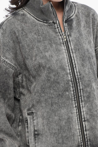 JOGG JEANS Denim Sweatshirt D-CARLY-S Washed Effect with Oval-D Embossed Logo
