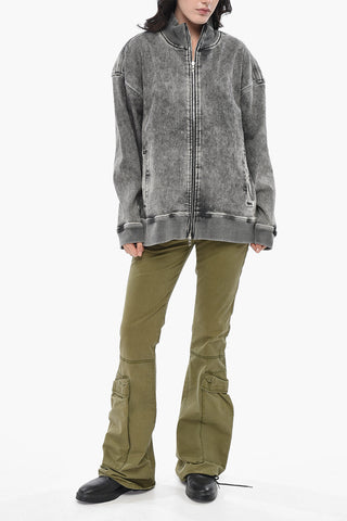 JOGG JEANS Denim Sweatshirt D-CARLY-S Washed Effect with Oval-D Embossed Logo