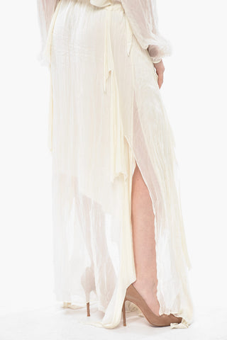 Maxikleid D-AZZLING Mit Tie-Neck, Volants Und Seitlichen Schlitzen
