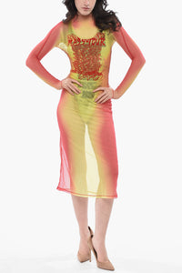 Vestito D-AFNIC Trasparente a Maniche Lunghe con Body Interno