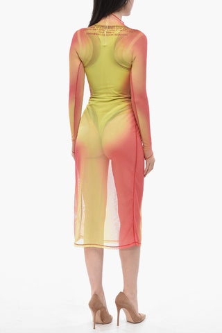 Transparentes Langärmeliges Kleid D-AFNIC mit integriertem Body