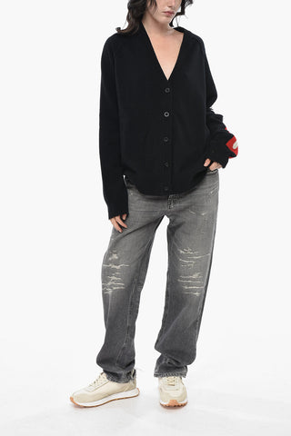 Cardigan In Lana M-SARRI Con Logo Ricamato
