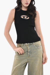 Top Girocollo M-ONERVA a Costine con Logo Oval-D
