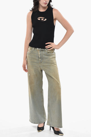 Top Girocollo M-ONERVA a Costine con Logo Oval-D