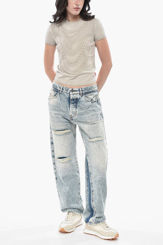 Distressed Jeans D-FIRE-S1 Loose Fit Straight Leg 20cm