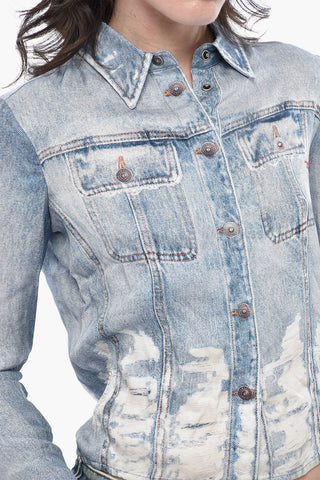 Camicia C-LORELLE Effetto Denim Stampata con Zip alle Maniche