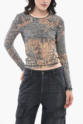 Top Langarm Slim Fit T-CUTIE-LS Mit Strasssteinen Allover