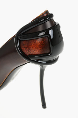 Decolletè D-TEN&HALF in Pelle con Logo Oval-D Tacco 10.5cm