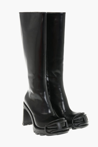 Stiefel D-HAMMER Aus Gebürstetem Leder Mit Tonalem Oval-D-Logo Absatz 10 cm
