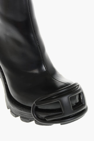 Stiefel D-HAMMER Aus Gebürstetem Leder Mit Tonalem Oval-D-Logo Absatz 10 cm
