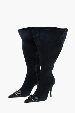 Denim-Stiefel D-VENUS KB LARGE Mit Ikonischem Detail, 9,5 Cm Absatz