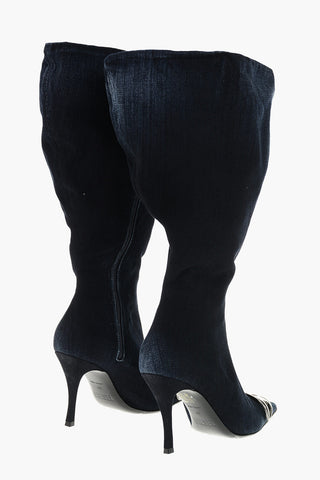 Denim-Stiefel D-VENUS KB LARGE Mit Ikonischem Detail, 9,5 Cm Absatz