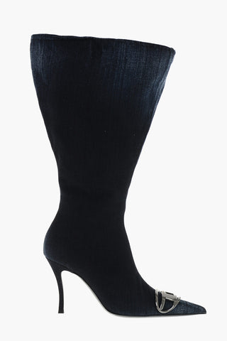 Denim-Stiefel D-VENUS KB LARGE Mit Ikonischem Detail, 9,5 Cm Absatz