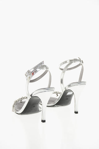 Sandali Ankle-Strap D-VINA SDL in Pelle Lucida con Logo Charm Tacco 10cm