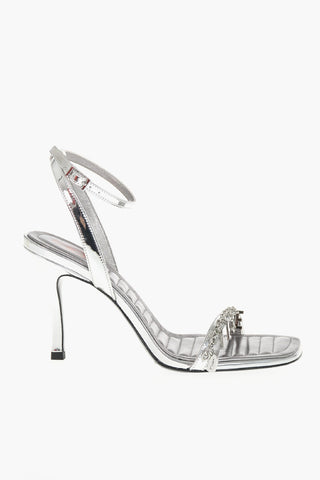 Sandali Ankle-Strap D-VINA SDL in Pelle Lucida con Logo Charm Tacco 10cm
