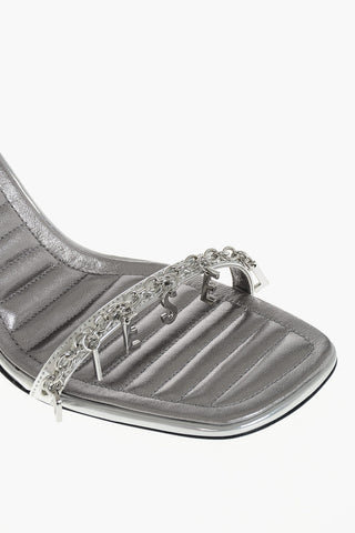 Sandali Ankle-Strap D-VINA SDL in Pelle Lucida con Logo Charm Tacco 10cm