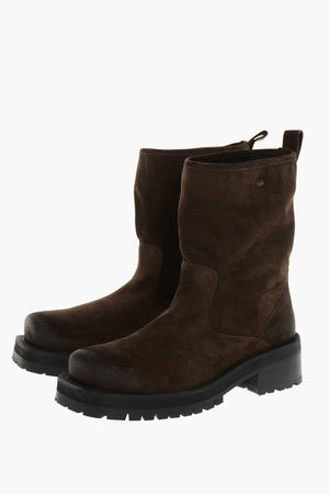 Suede Ankle Boots D-TEXAN BK with Square Toe
