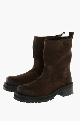 Suede Ankle Boots D-TEXAN BK with Square Toe