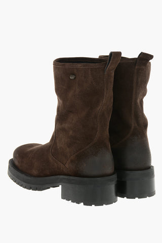 Suede Ankle Boots D-TEXAN BK with Square Toe