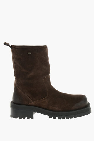 Suede Ankle Boots D-TEXAN BK with Square Toe