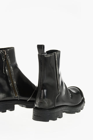 Brushed Leather Ankle Boots D-HAMMER BT With Side Zip