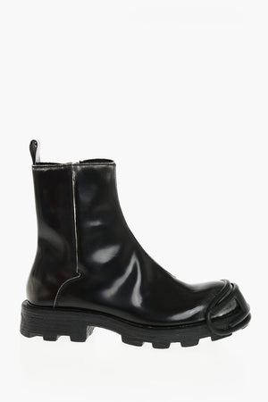 Brushed Leather Ankle Boots D-HAMMER BT With Side Zip