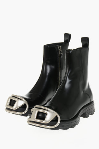 Stivaletti D-HAMMER BT in Pelle Spazzolata con Dettaglio Oval-D Argentato