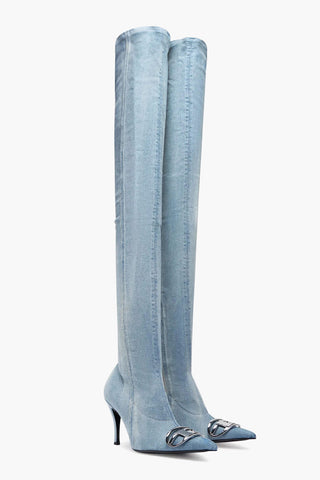 Stivali Over-The-Knee D-VENUS TBT in Denim Tacco 9.5cm