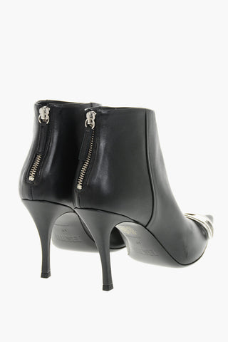 Leather Ankle Boots D-VENUS AB with Silver Oval-D Logo Heel 10cm