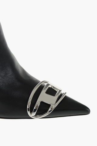 Leather Ankle Boots D-VENUS AB with Silver Oval-D Logo Heel 10cm