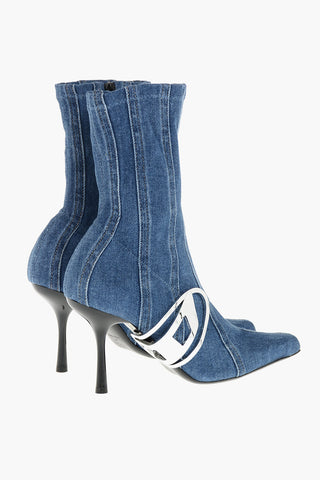 Stiefeletten D-ECLIPSE BT aus Denim mit ikonischem silberfarbenem Detail Absatz 10cm