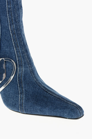 Stiefeletten D-ECLIPSE BT aus Denim mit ikonischem silberfarbenem Detail Absatz 10cm