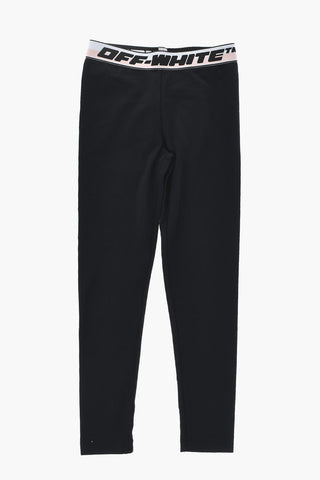 Stretch Cotton Leggings With Logo Elastic Waist