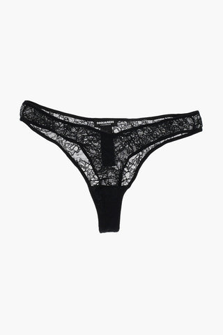 Solid Lace Briefs with Silver Monogram
