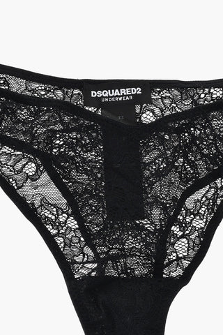 Solid Lace Briefs with Silver Monogram