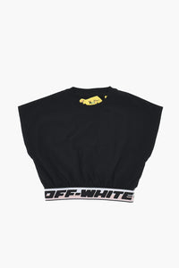 Cropped Rundhals-T-Shirt Aus Baumwolle Mit Logoband