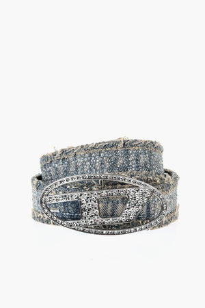 Denim Belt B-1DR with Rhinestones and Full Leather Panel 40mm